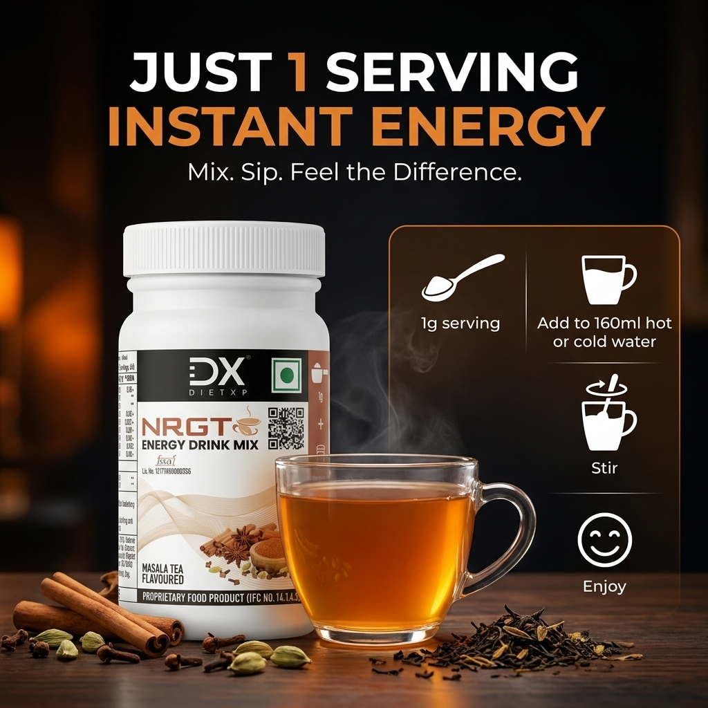 DietXp NRGT Energy Drink Mix – Masala Tea Flavoured (50g) Secondary image