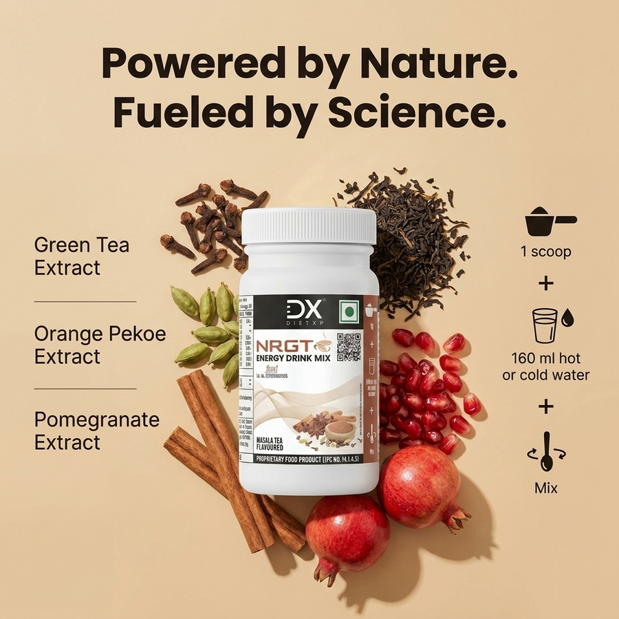 DietXp NRGT Energy Drink Mix – Masala Tea Flavoured (50g)