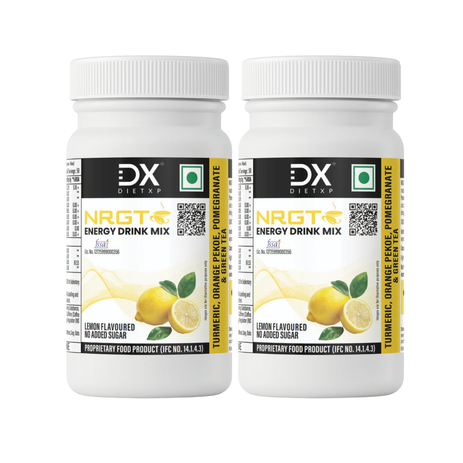 DietXP NRGT Lemon Tea Energy Drink Mix 50g | No Added Sugar, 40mg Caffeine