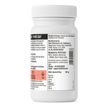 White supplement bottle with label on a white background