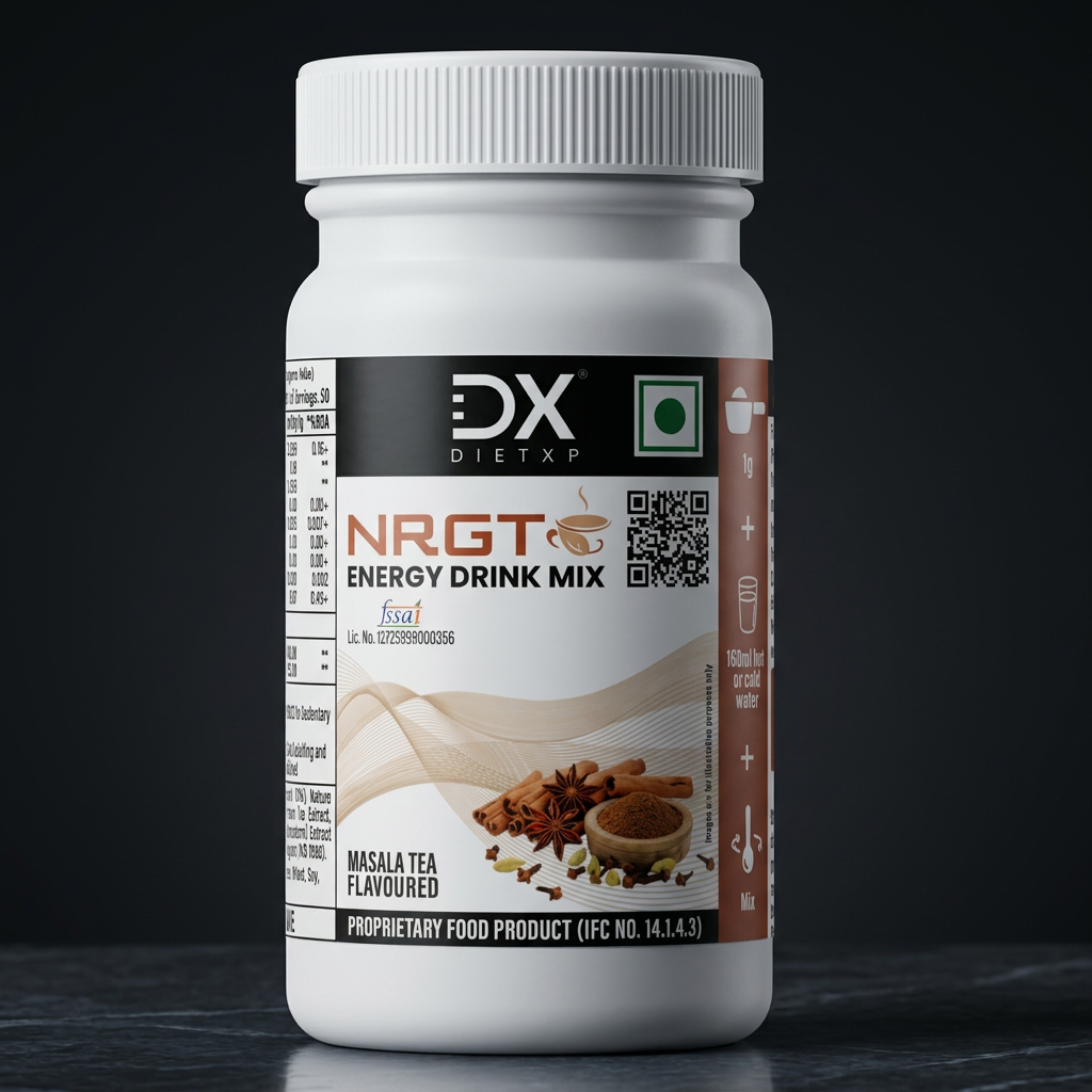DX DietXP NRGT Energy Drink Mix bottle on a dark background