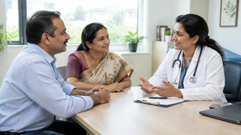 Couple talking with a doctor