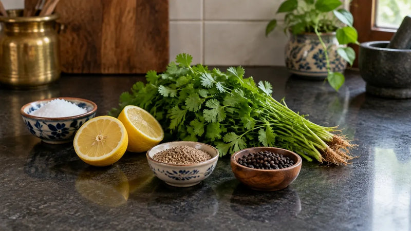 Lemon, herbs and spices used in place of extra salt