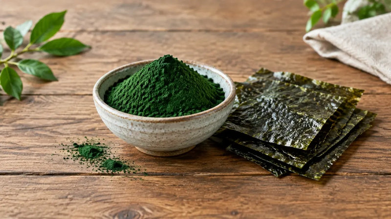 Spirulina powder and nori sheets