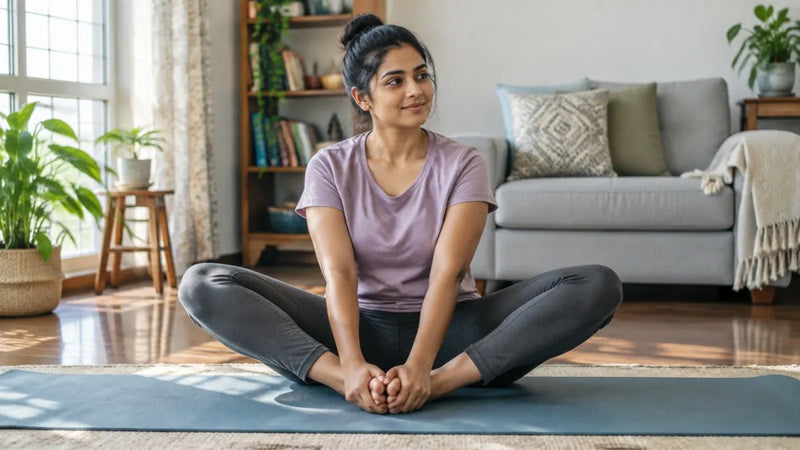Gentle yoga at home as part of a healthy routine