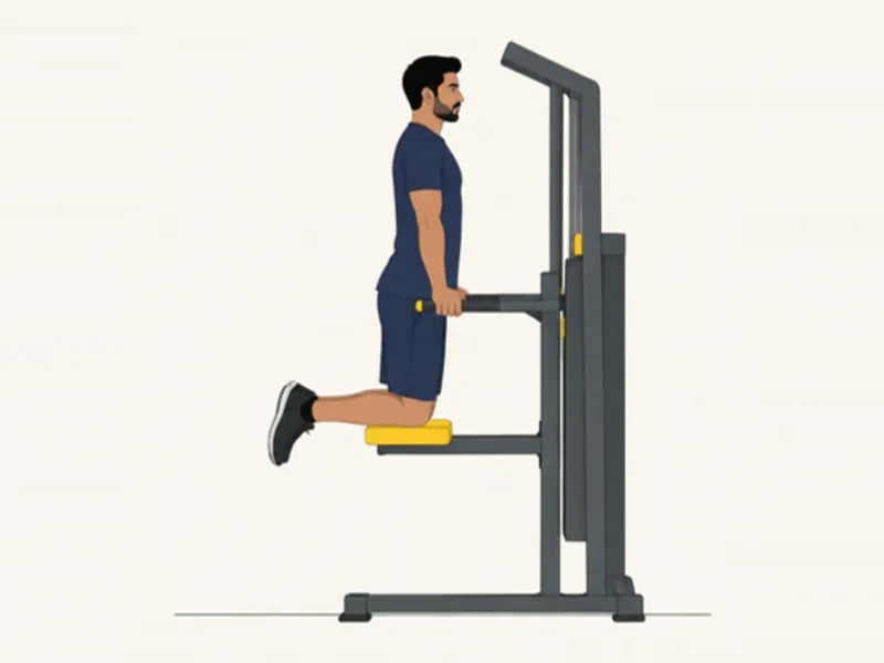 Assisted dip: start, arms straight