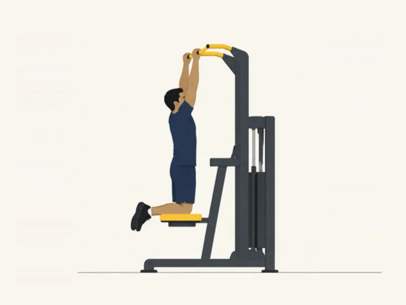 Assisted pull-up: start, hanging with straight arms