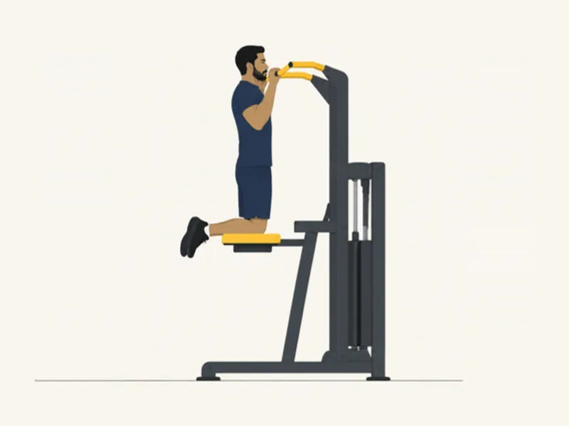 Assisted pull-up: finish, chin above the handles