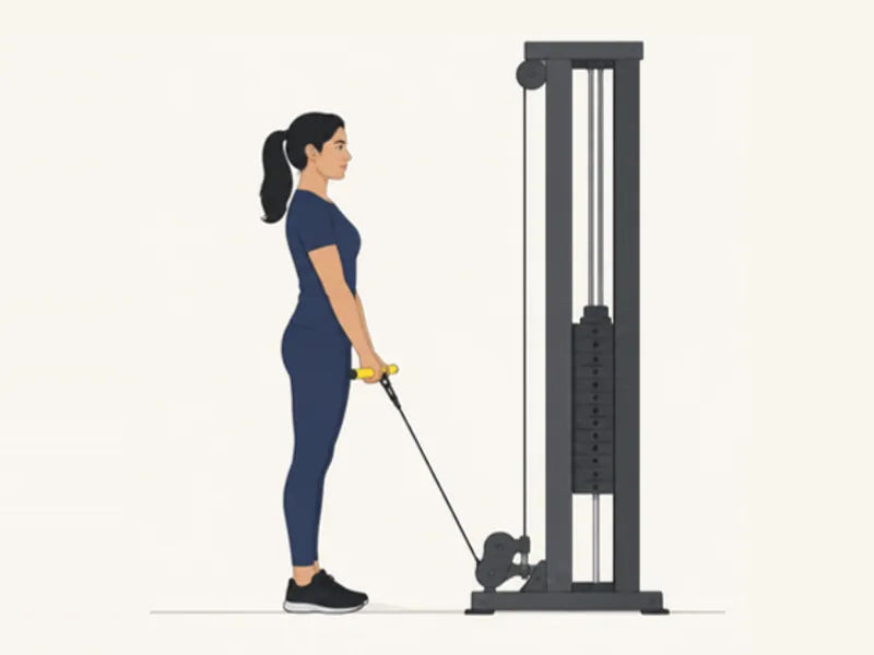 Cable curl: start, arms straight