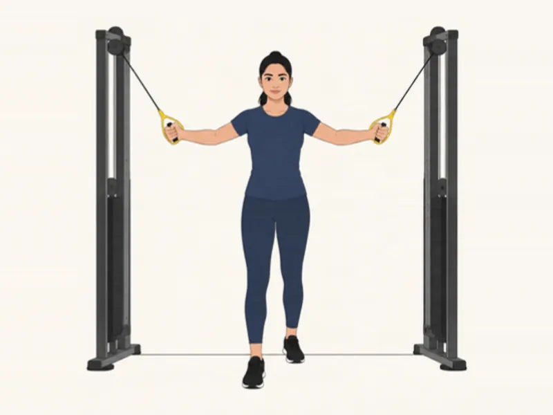 Cable fly: start, arms open