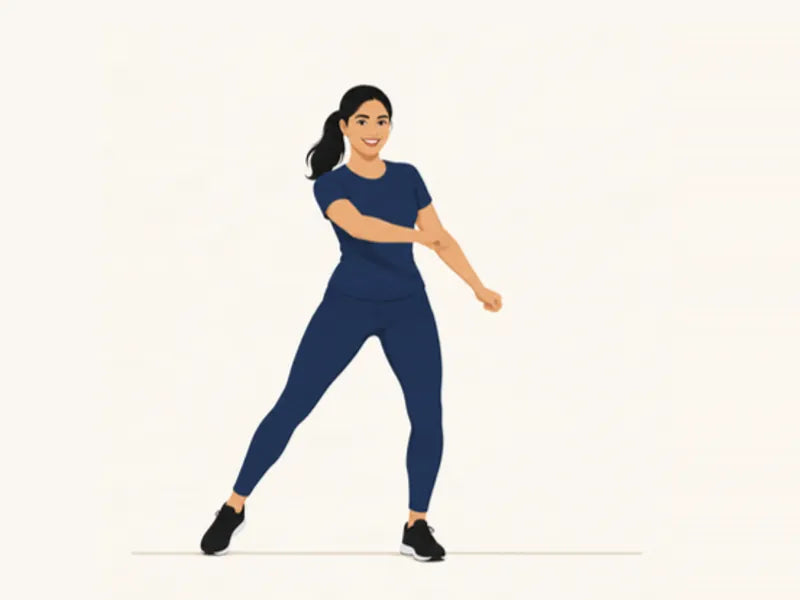 Dance aerobics (Zumba style): finish, stepping to the side