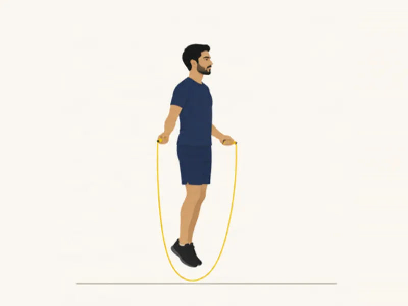 Skipping rope: finish, jumping over the rope