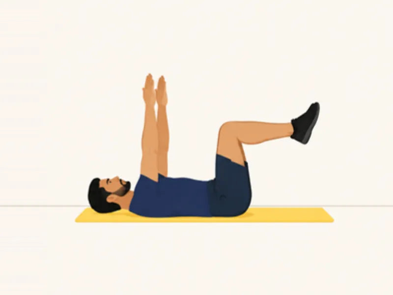Dead bug: start, arms up, knees bent