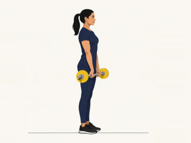 Barbell curl: start, arms straight