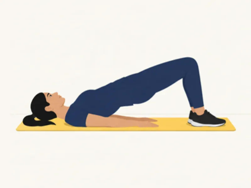 Glute bridge: finish, hips lifted