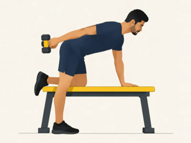 Dumbbell kickback: finish, arm straightened back