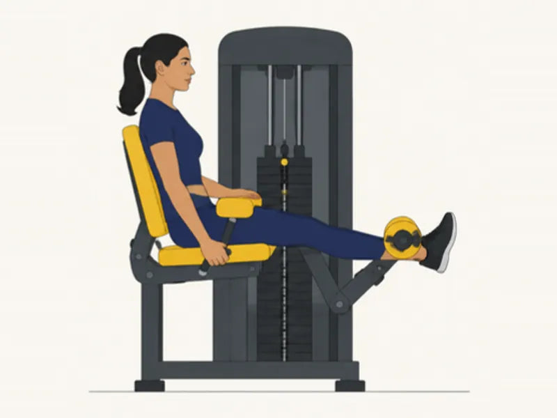 Seated leg curl: start, legs straight