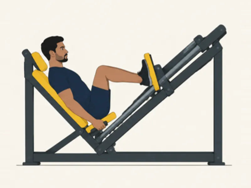 Leg press: finish, legs pushed straight