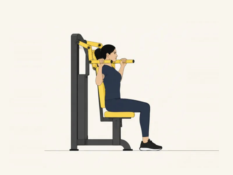 Machine shoulder press: start, handles at shoulder height