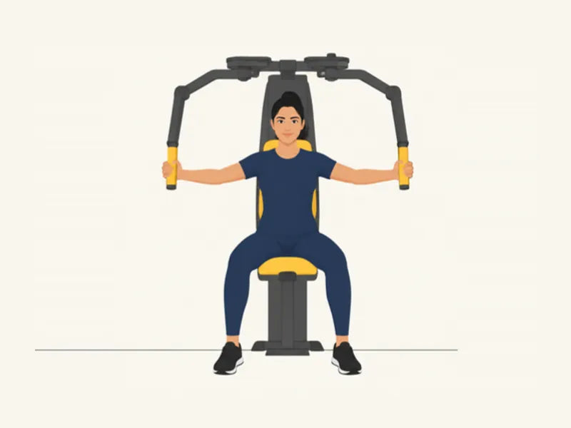 Pec deck fly: start, arms open wide