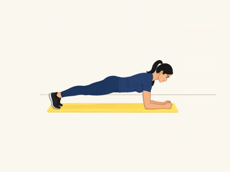 Forearm plank: finish, full plank on the toes