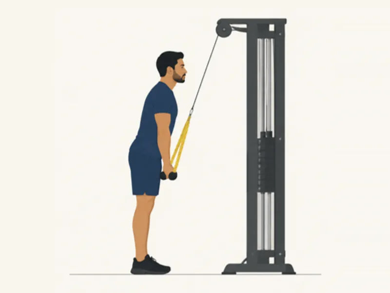Rope pushdown: finish, arms pushed straight down