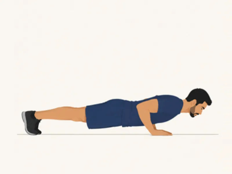 Push-up: finish, chest lowered close to the floor