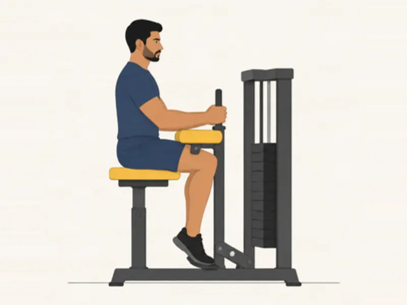 Seated calf raise: finish, heels raised