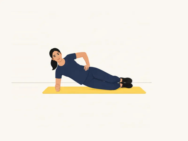 Side plank: start, lying on the side