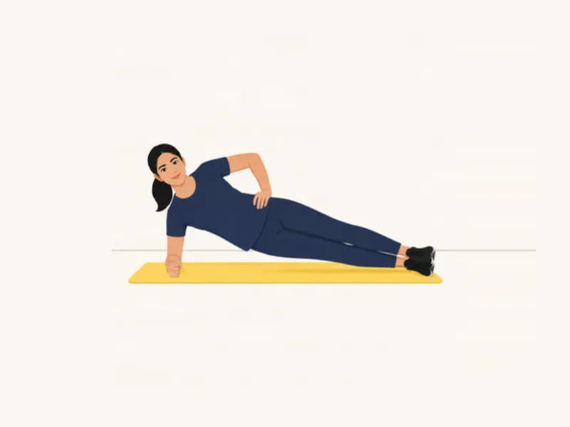 Side plank: finish, hips lifted in a side plank