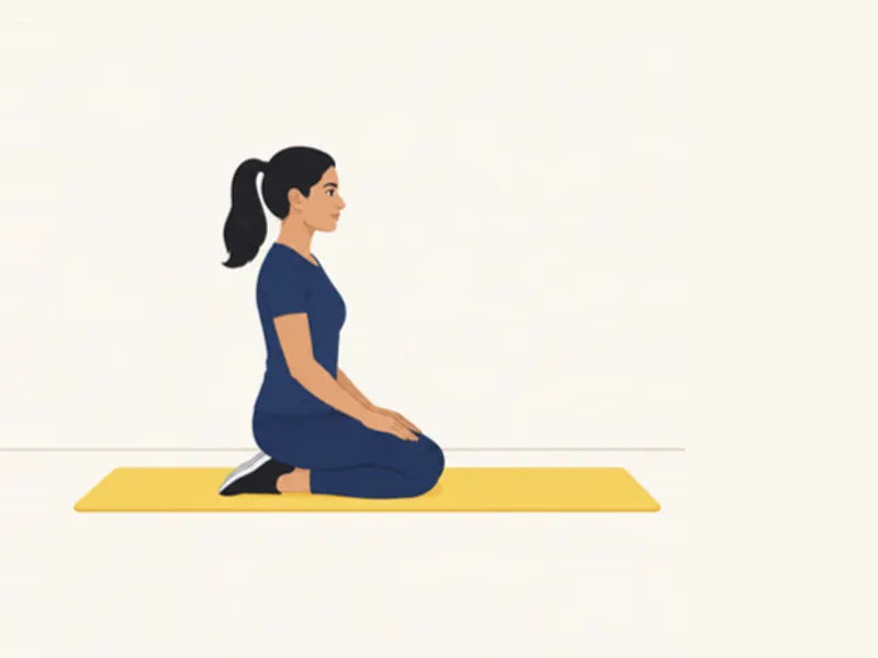 Child's pose: start, kneeling upright
