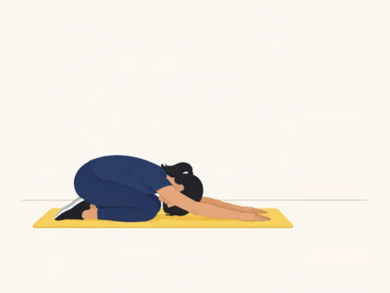 Child's pose: finish, folded forward, arms stretched