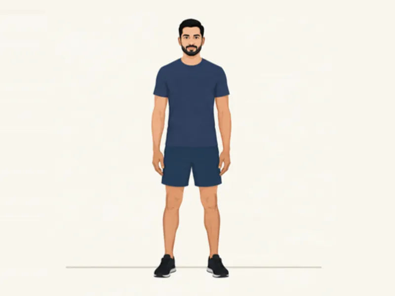 Cross-body shoulder stretch: start, standing tall