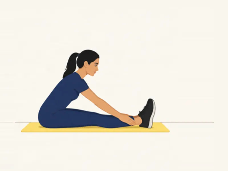 Seated hamstring stretch: finish, leaning forward towards the feet