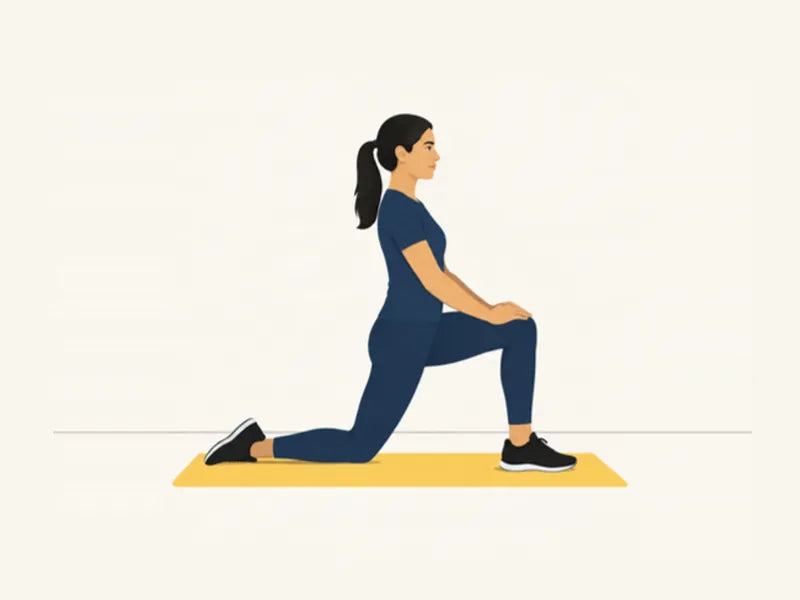 Kneeling hip flexor stretch: finish, hips shifted forward