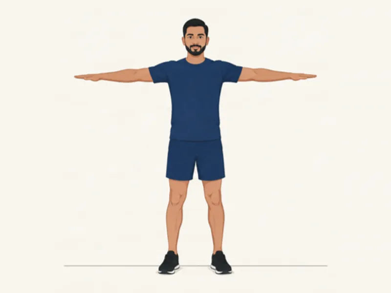 Arm circles: finish, arms out to the sides
