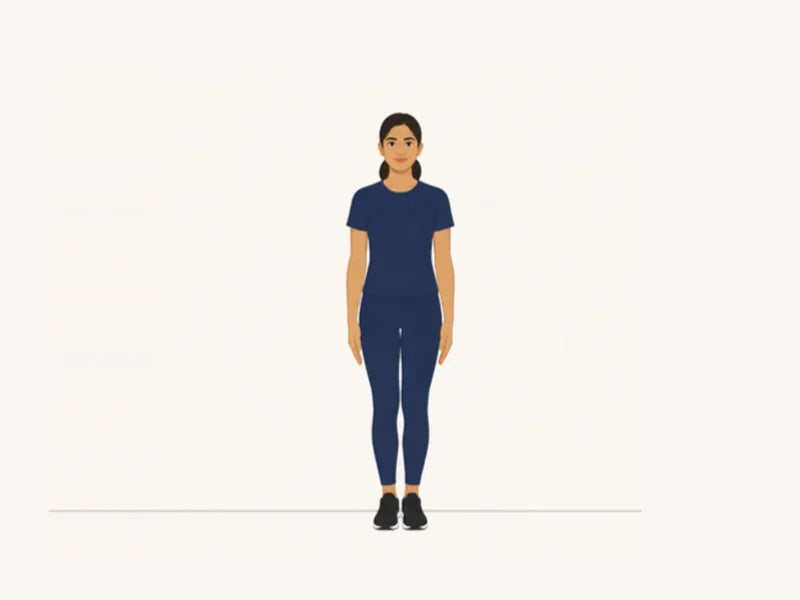 Jumping jacks: start, feet together, arms down
